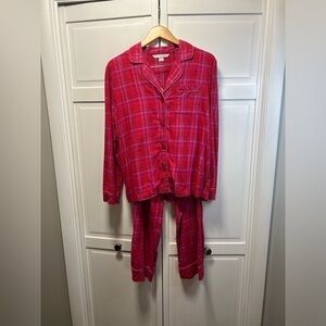 Victoria’s Secret 2PC Flannel Pajama Set Size Womens Medium Color Red&Pi…